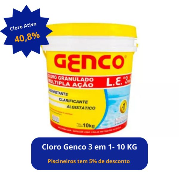 Cloro Genco 3 em 1 10kg - 40% Cloro Ativo