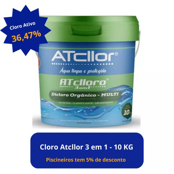 Limpe sua piscina com eficiência: Compre o Cloro Atcllor 10kg